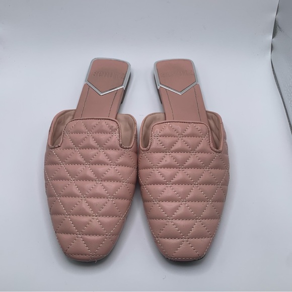 Schutz Adra Quilted Leather Flat Mules size 7B pink slip on 1299 - Picture 2 of 11